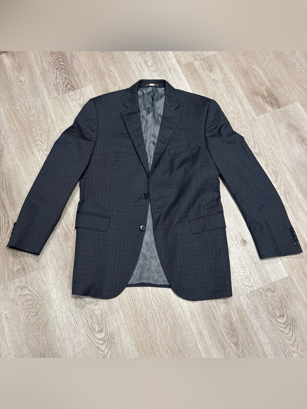 Peter Millar Blazer Mens 40R Gray Plaid Wool Sport Coat Jacket Suit Formal